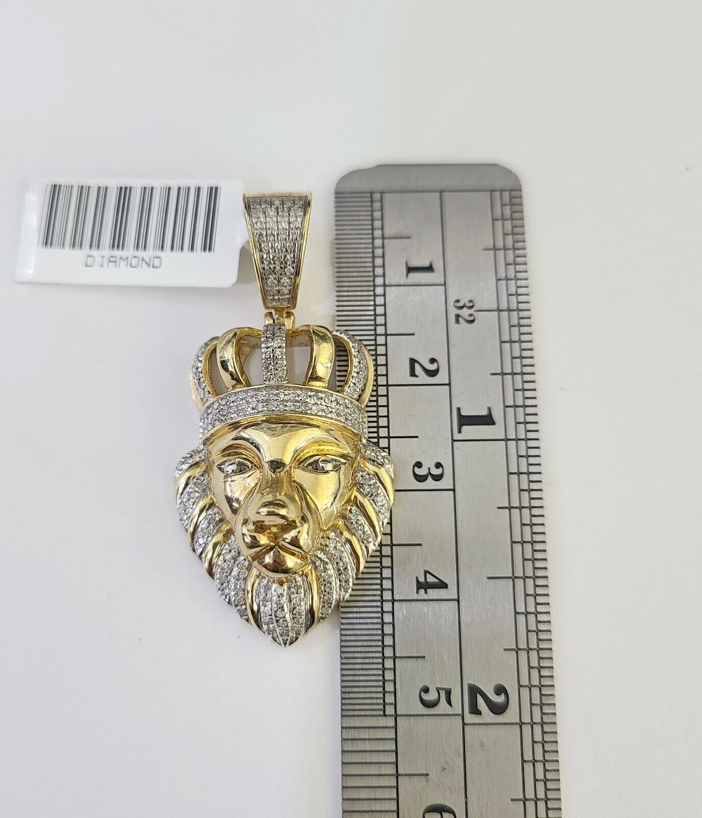 10k Solid Rope Chain Lion Charm Diamond Set 4mm 20"-28" Necklace Gold Yellow