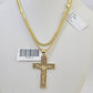 10K Franco Chain Jesus Cross Pendant Charm Necklace 16"-24" 2mm Gold SET Yellow