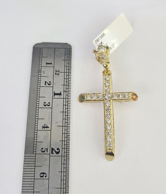 10K Gold Franco Chain Jesus Cross Charm Pendant 20-26 inches 2.5mm REAL Yellow