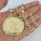 14k Gold Chain Centanario Coin Charm Solid Cuban Curb 5mm 20"-28" SET Necklace