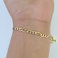 Real 14k Figaro link Bracelet Yellow Gold 3mm 8" Inch Men women Genuine