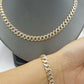 Real 10k Gold Cuban Link Royal 7mm Monaco chain 20"  Bracelet 8' Set Diamond Cut