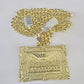 10K Miami Cuban Link Chain Last Supper Pendent Charm 8mm 20"-30" Necklace Gold