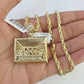 10k Solid Rope Chain Last Supper Charm Set 4mm 18"-30" Necklace Gold Pendant
