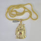 10K Franco Chain Laughing Buddha Pendant Charm Necklace 20"-28" 4mm Gold SET