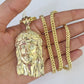 10K Franco Chain Jesus Head Pendant Charm Necklace 20"-28" 4mm Gold Yellow SET