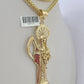 10K Franco Chain Saint Reaper Pendant Charm Necklace 20"-28" 4mm Gold SET Yellow