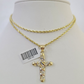 10k Solid Rope Chain 2mm Necklace Jesus Cross Pendant Charm SET 18-24 in