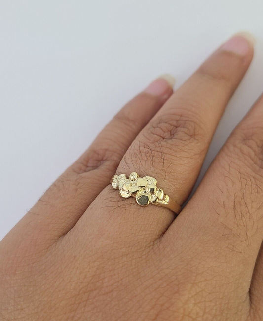 Real 10k Nugget Ring Yellow Gold Casual Ring 10kt Genuine