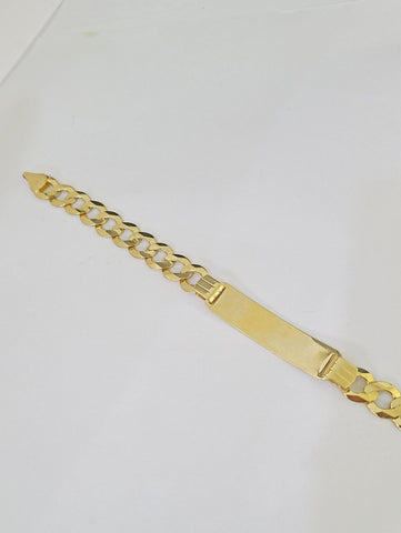 10k Yellow Gold Cuban Link ID Bracelet Solid 8" 9mm Lobster Clasp Real 10Kt