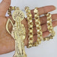 10k Gold Byzantine Necklace Reaper Charm 20-30 inches 9mm REAL SET Chain