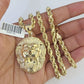 Real 10k Rope Chain Lion Charm Set 5mm 20"-30" Inch Necklace Yellow Gold