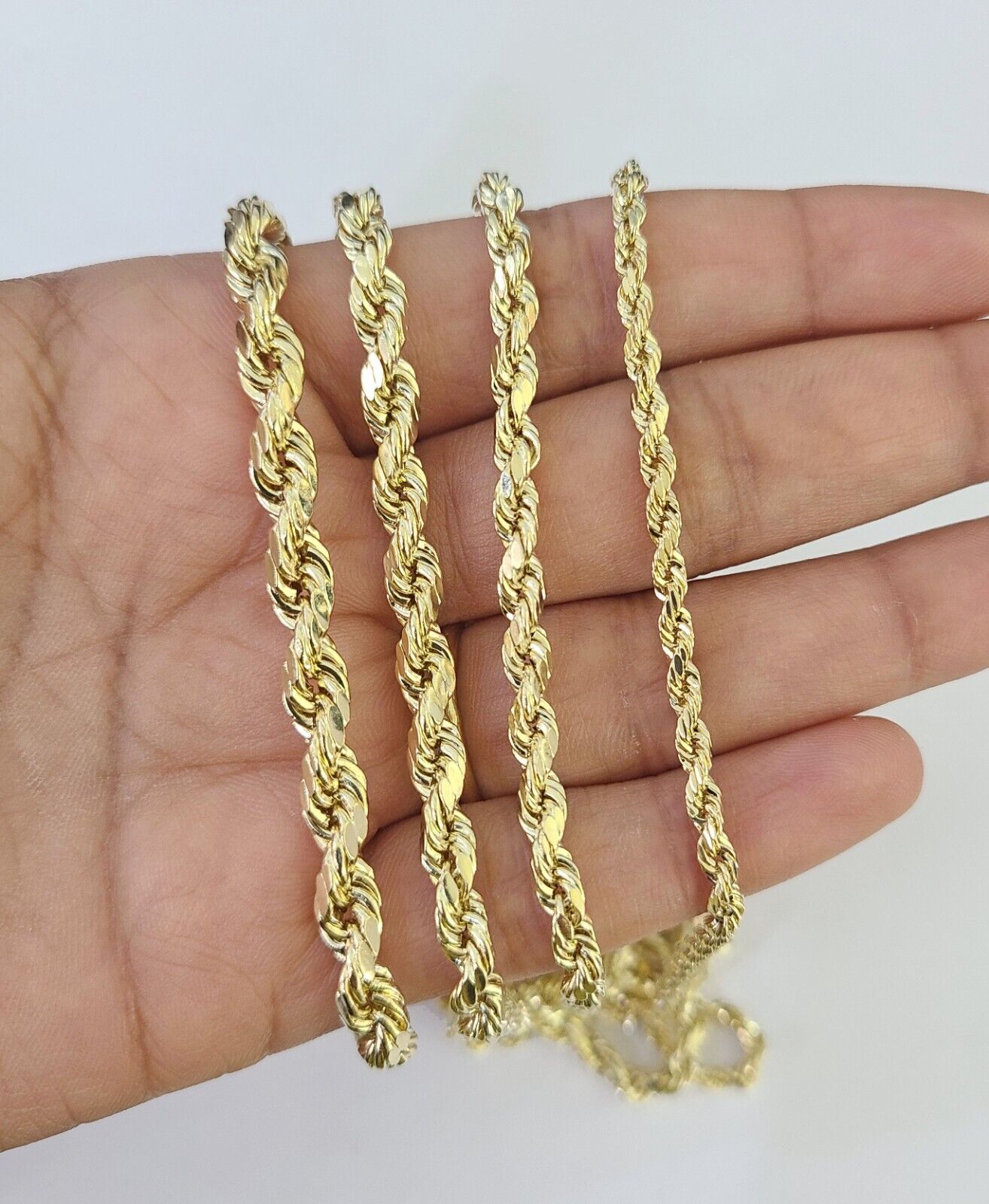 Real 14k Gold Rope Chain Necklace 3mm-6mm 20"-26" Inch Men Women Yellow 14kt