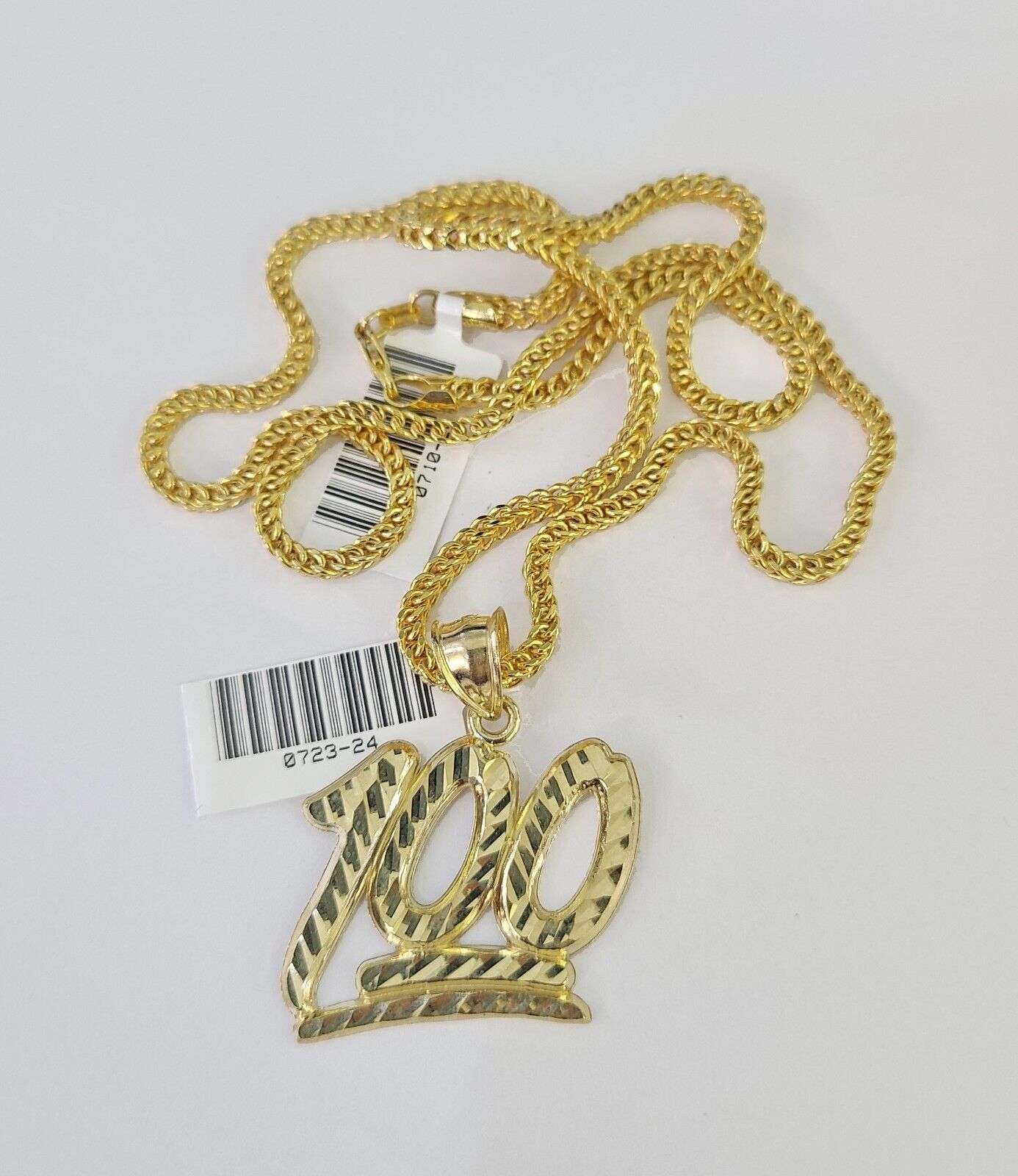 10K Gold Franco Chain 100 Charm Pendant 20-26 inches 2.5mm REAL Yellow