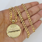 10k Gold Chain Last Supper Nugget Pendant Cuban Curb Link 5mm 18"-28" Inch SET