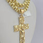 10k Gold Byzantine Necklace Jesus Cross Charm 20-30 inches 6mm SET Chain Pendant