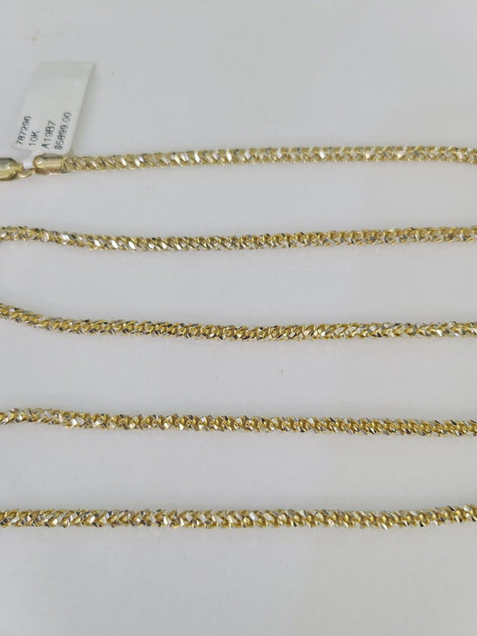 Real 10k Franco Chain Solid Gold 2.5mm 22" Necklace lobster lock Diamond Cut