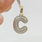 10k Gold Natural Diamond Letter C Initial Alphabet Charm Pendant