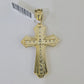 10k Yellow Gold Chain Cross Charm Pendant Set Miami Cuban Link Necklace DISCOUNT