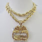 Real 10k Rope Chain Last Supper Charm Set 8mm 20"-30" Inch Necklace Yellow Gold