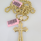 Real 14k Solid Rope Chain Jesus Cross Charm Gold Set 4mm 18"-30" Necklace