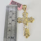 Real 14k Solid Chain Cross Charm Set Miami Cuban Link 3mm Necklace Pendant Gold