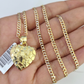 10k Solid Gold Cuban Curb Chain Hearts Pendant 2mm 18"-24" SET Necklace