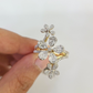 Real 10k Flowers Diamond Ladies Ring Women Casual 10Kt Yellow Gold