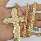 10K Franco Chain Jesus Cross Pendant Charm Necklace 20"-26" 5mm Gold Yellow SET