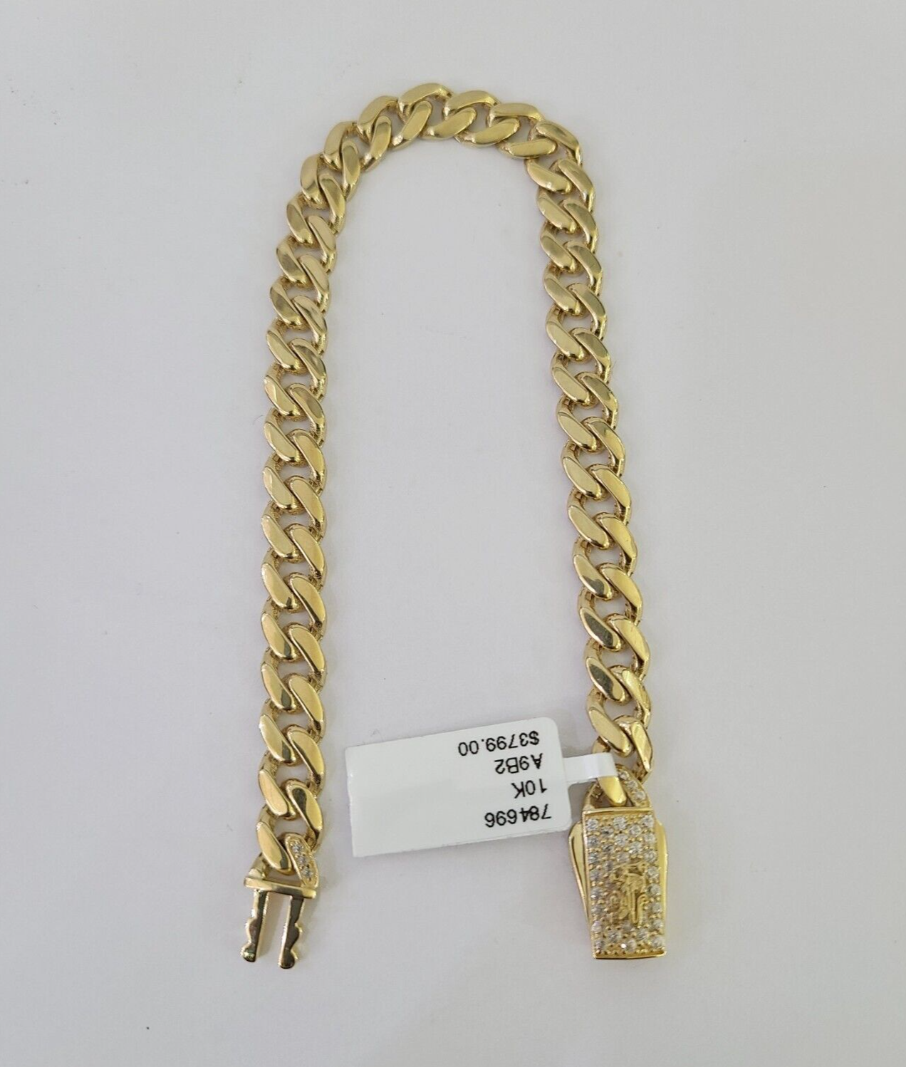 Real 10K Royal Monaco Bracelet Yellow Gold 8" Box Clasp 8mm Genuine Unisex