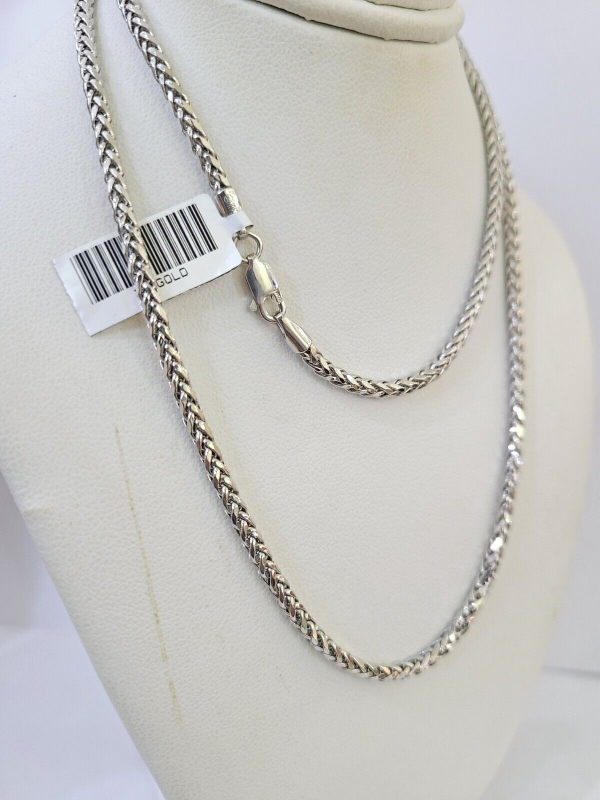 Real 10k Palm Chain White Gold 4mm 22" Necklace Men Women Real Genuine