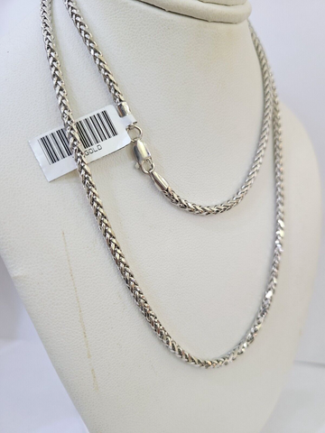 Real 10k Palm Chain White Gold 4mm 22" Necklace Men Women Real Genuine