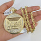 Real 10k Solid Rope Chain Last Supper Charm Set 6mm 20"-30" Inch Necklace Gold