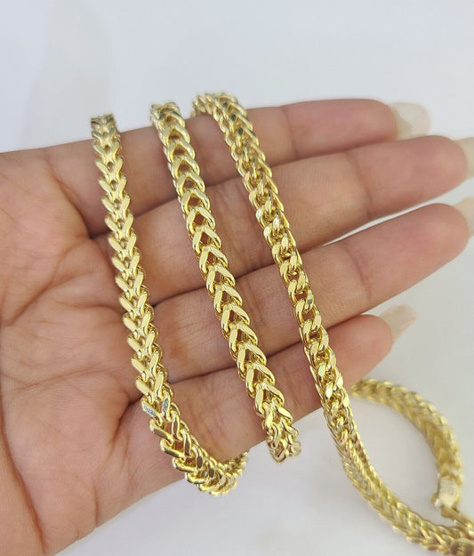 14K Franco Chain Necklace 4mm 26 Inch Real 14KT Men Women Yellow Gold