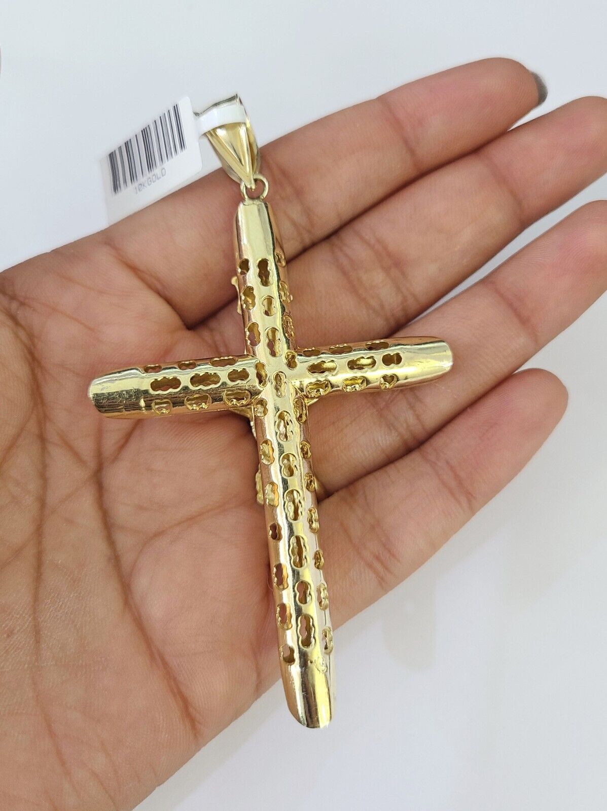 10K Franco Chain INRI Jesus Cross Pendant Charm Necklace 20"-26" 5mm Gold SET