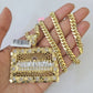 Real 14k Solid Chain Last Supper Charm Set Miami Cuban Link 6mm Necklace Pendant