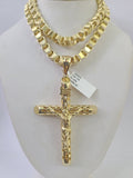 10k Gold Byzantine Necklace Jesus Cross Charm 20-30 inches 6mm SET Chain Pendant