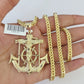 10K Franco Chain Jesus Anchor Pendant Charm Necklace 20"-28" 4mm Yellow Gold SET