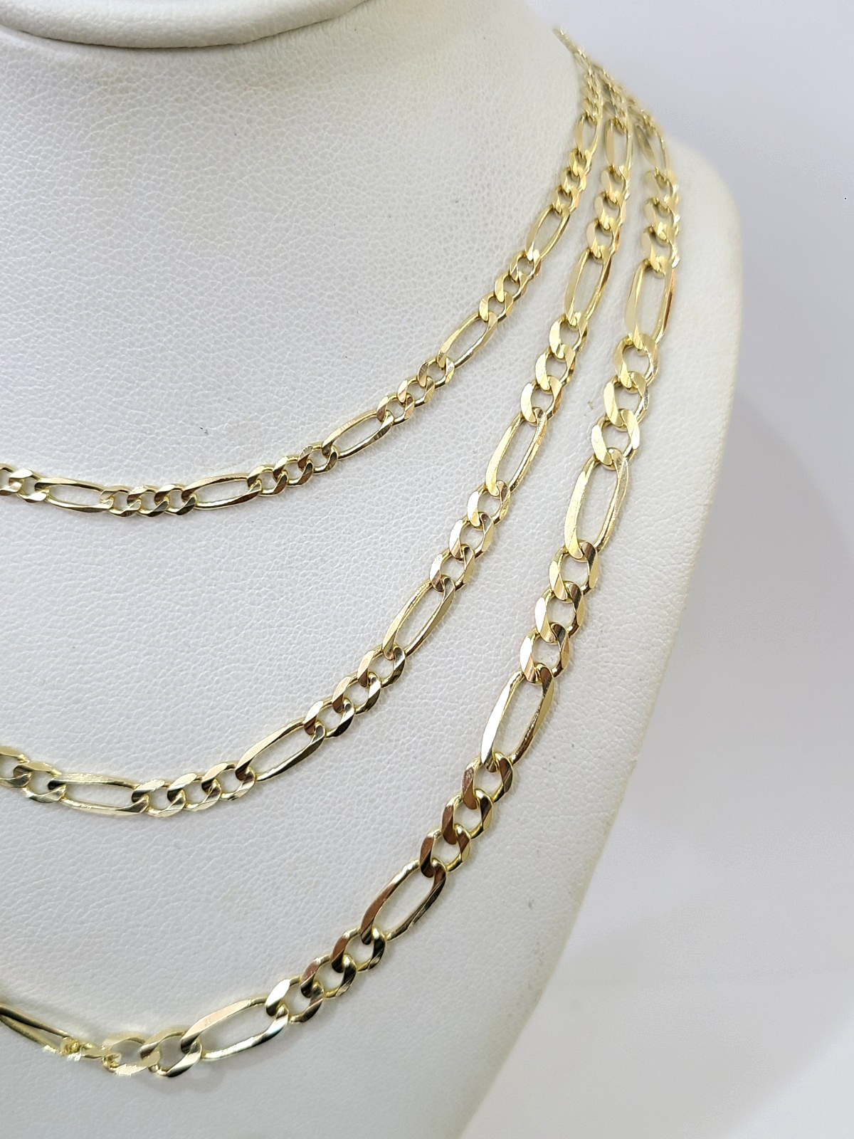 Real 14k Solid Gold Chain Figaro Link Necklace 3mm 4mm 5mm Men Women 14kt