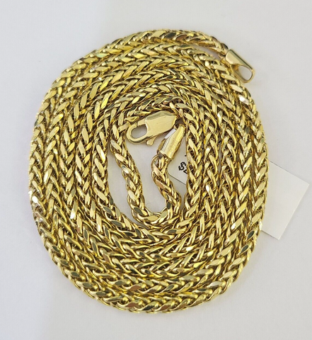 Real 10k Palm Chain 2.5mm Yellow Gold Wheat Necklace 24 inches