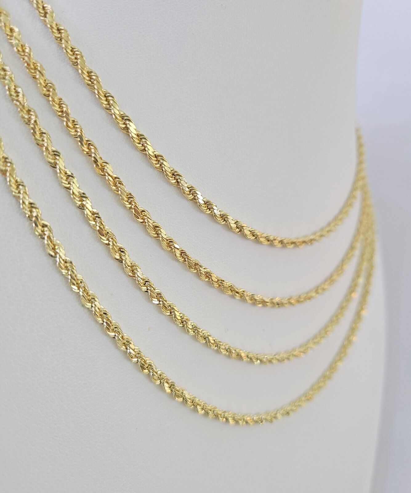 14k Real Rope Chain Necklace 3mm 18"-26" Inch Yellow Gold Men Women Genuine