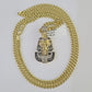 10k Miami Cuban Chain Pharaoh Charm Set 4.5mm 20"-28" Necklace Pendant Gold