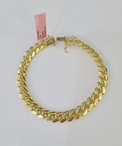 Real 14k Miami Cuban link Bracelet Yellow Gold 8mm 7.5" 8" 8.5" 9" Inch Solid