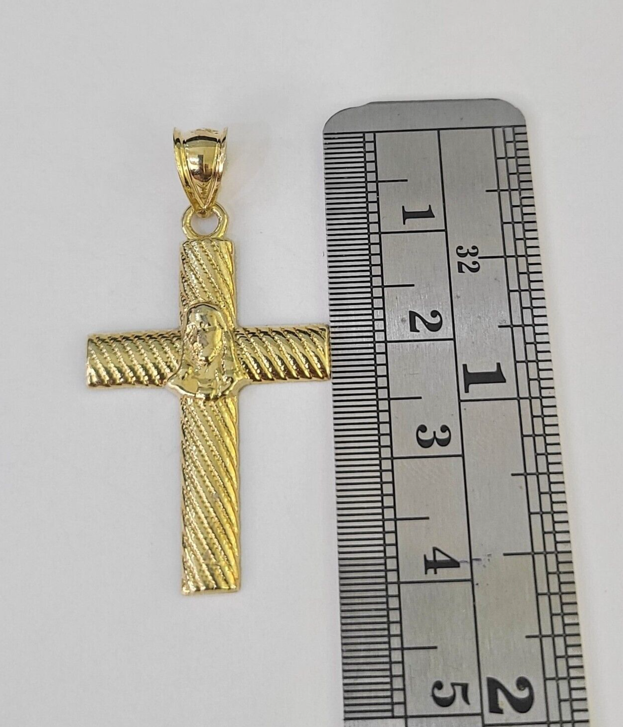 Real 10K Jesus Cross Pendant 1.5" Yellow Gold Charm Genuine