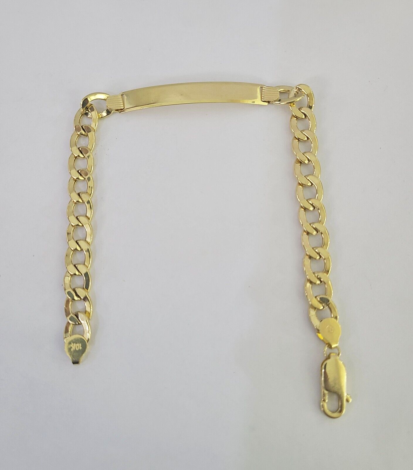 10k Cuban Link ID Bracelet 9" Lobster Clasp Real 10Kt Yellow Gold