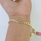 Real 14K Miami Cuban Bracelet Yellow Gold Box Clasp 8.5" Inch 6mm Link Hollow