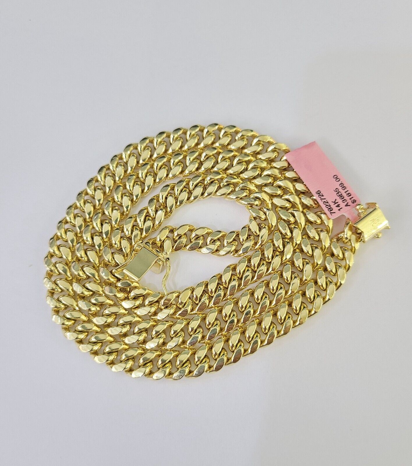 Real 14K Miami Cuban Link Chain Necklace Yellow Gold 24 inch 7mm Mens 14KT