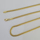 18k Solid Miami Cuban Chain Yellow Gold 3mm 18" 20" 22" 24" Inches Necklace Real