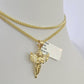 10K Franco Chain Praying Angel Pendant Charm Necklace 16"-24" 2mm Gold SET