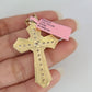 5Real 14k Solid Rope Chain Jesus Cross Charm Gold Set 4mm 18"-30" Necklace